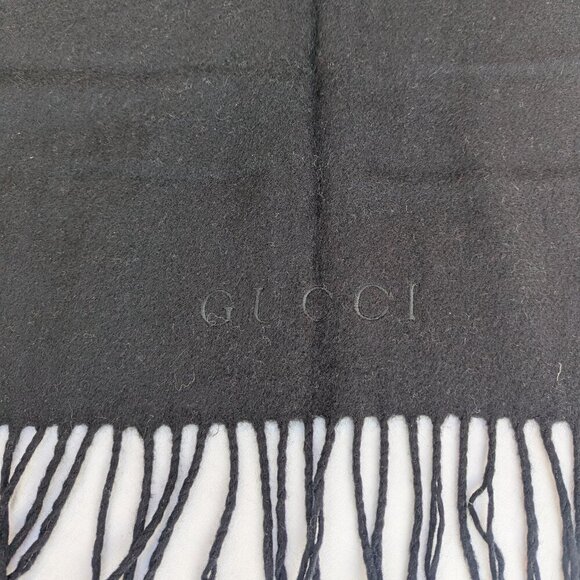 Gucci Authentic Scarf Black 100% Cashmere Unisex Scarf Made in Italy. - Picture 5 of 8